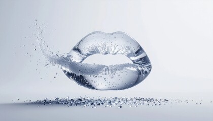 水の唇と水滴が描く透明感あふれるアートビジュアル generative ai