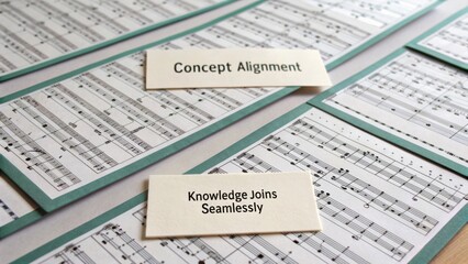 Concept Alignment and Knowledge Joining Seamlessly in Creative Musical Composition Display with Sheet Music Background