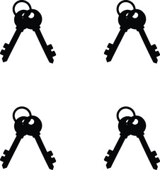 Premium vector silhouettes key set illustration. 