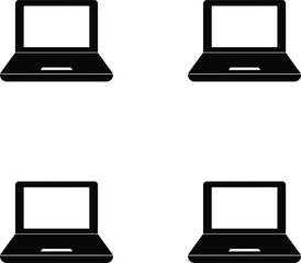 Vector illustration laptop computer silhouettes arranged in a grid. 