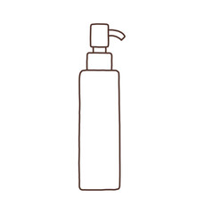 Simple line drawing of a cosmetic pump bottle, ready for use.