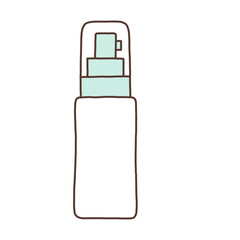 Simple cartoon illustration of a white rectangular bottle with a blue pump dispenser and cap.