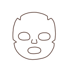 Obraz premium Simple line drawing of a facial sheet mask, featuring cutouts for the eyes, nose, and mouth.