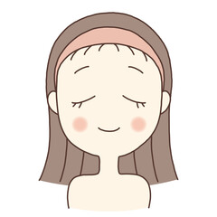 A serene illustration of a young woman with closed eyes, wearing a headband.