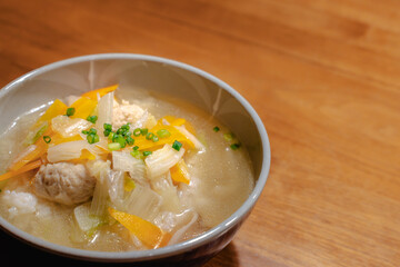 Chicken meatball soup for dinner