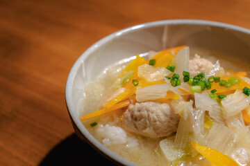 Chicken meatball soup for dinner