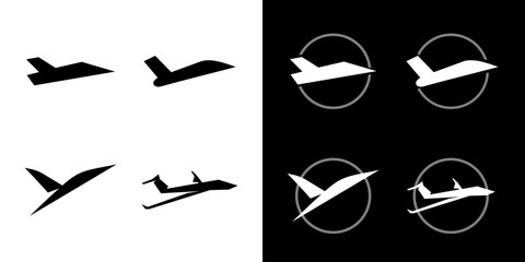 Jet icon logo plane set isolated graphic