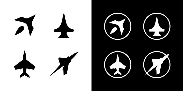 Jet icon logo plane set isolated graphic
