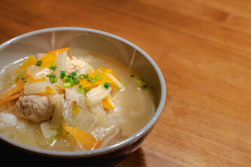 Chicken meatball soup for dinner