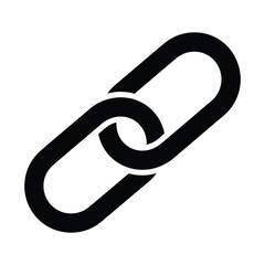 Simple black and white icon of two interlocking chain links