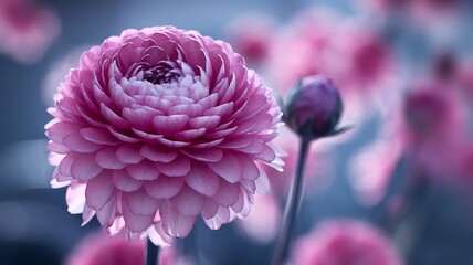 Elegant Pink Flower In Full Bloom Background