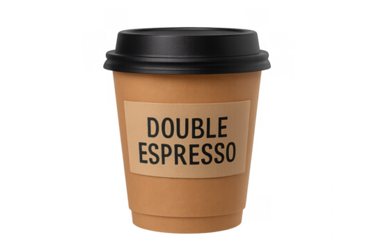 Takeaway double espresso coffee in paper cup on transparent background - Powered by Adobe