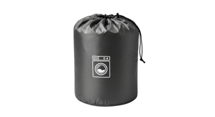 Laundry bag with washing machine icon isolated on transparent background laundry bag is a bag used to hold dirty clothes for washing and transportation