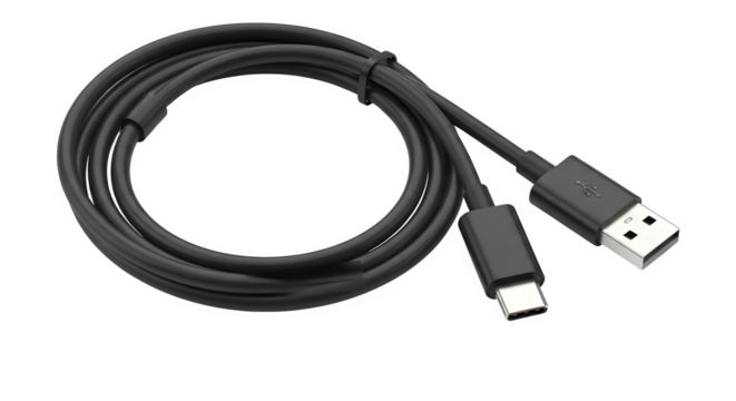 Usb type c cable isolated on transparent background usb cable is a cable used to connect devices to a computer or other device for data transfer