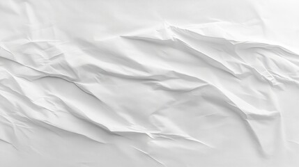 Fototapeta premium Smooth white crumpled paper texture with delicate wrinkles and folds creating soft shadows across the surface