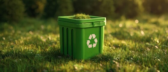 Eco Friendly Green Recycling Bin Outdoor Environment Sustainable Waste Management Recycling Concept