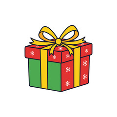 Christmas gift box with snowflakes, holiday present