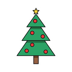 Christmas tree decorated with ornaments vector
