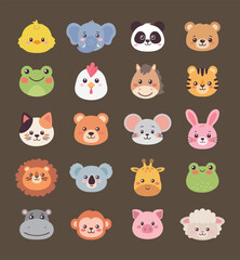 Obraz premium Cute Animal Character Set–Kindergarten, Preschool Theme