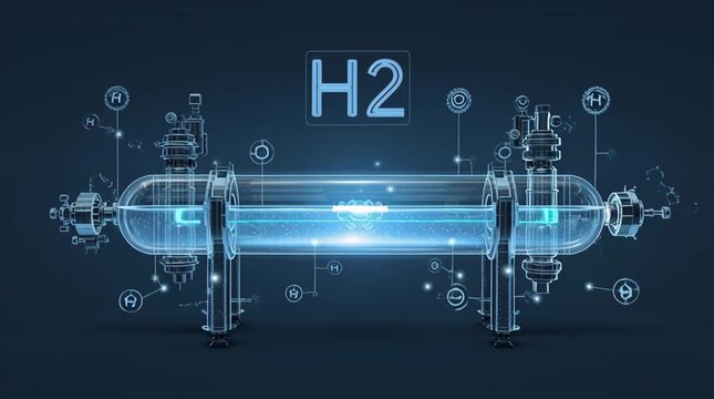 A technological illustration showcasing a hydrogen gas reactor