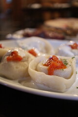 Afghan cuisine: mutton manti (dumplings)