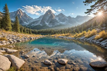 Pristine Alpine Lake with Mountain Reflections
