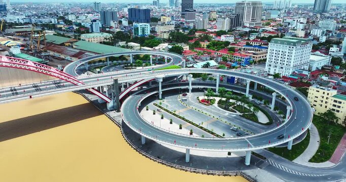Hoang Van Thu bridge in Hai Phong, Vietnam in the morning