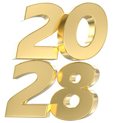 Obraz premium Elegant 3D Golden Numbers 2028 Isolated, Symbolizing New Year, Success, and Future Opportunities.