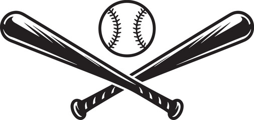 baseball symbol crossed bats and ball graphic emblem sport design