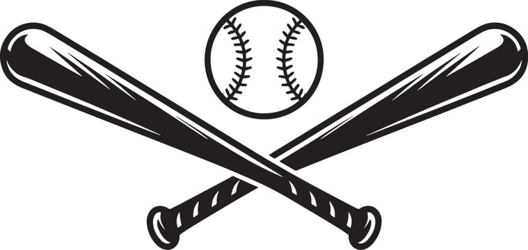 baseball symbol crossed bats and ball graphic emblem sport design