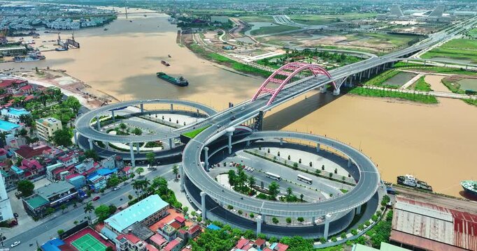 Hoang Van Thu bridge in Hai Phong, Vietnam in the morning