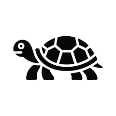 Turtle or Tortoise Glyph Icon, Black Silhouette of a Tortoise, Slow Speed Symbol Icon, turtle ,vector.