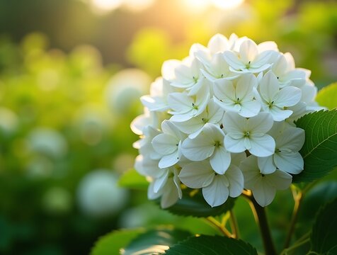 White hydrangea flower blossom bloom close up in garden nature floral plant photography wallpaper background