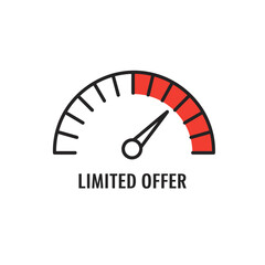 Limited Offer Speedometer Icon Indicating Urgency and Deadline.