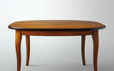Fototapeta premium Elegant wooden table with smooth polished surface and curved legs on a neutral background conveying simplicity and craftsmanship