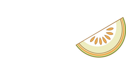 Slice of honeydew melon with seeds on white background fruit food