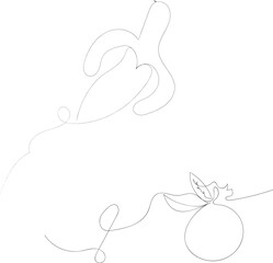 Continuous Line Art of Banana, and Orange - Simple Fruit Illustration
