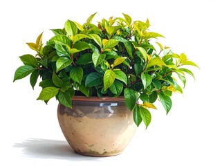 A vibrant green potted plant on a white background, perfect for decor