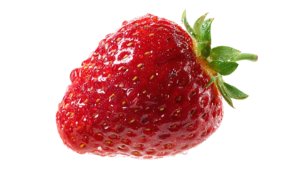 Strawberries isolated. Two ripe strawberries, half a strawberry with green leaves on a white background.