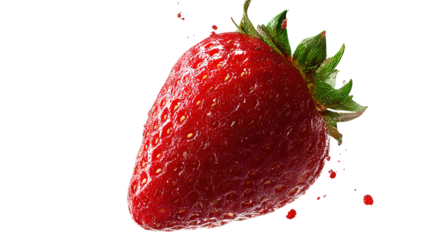 Strawberries isolated. Two ripe strawberries, half a strawberry with green leaves on a white background.