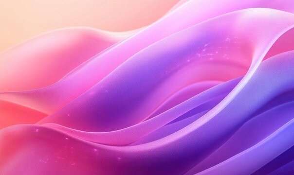 Soft flowing translucent fabric waves in shades of pink, purple, and peach with a smooth, dreamy texture and gentle sparkling light spots