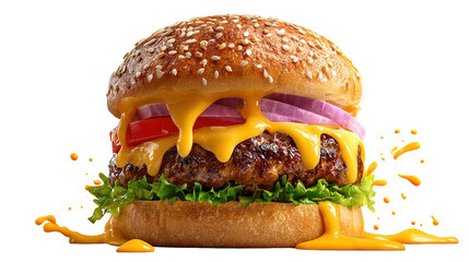 fresh tasty burger isolated on transparent background