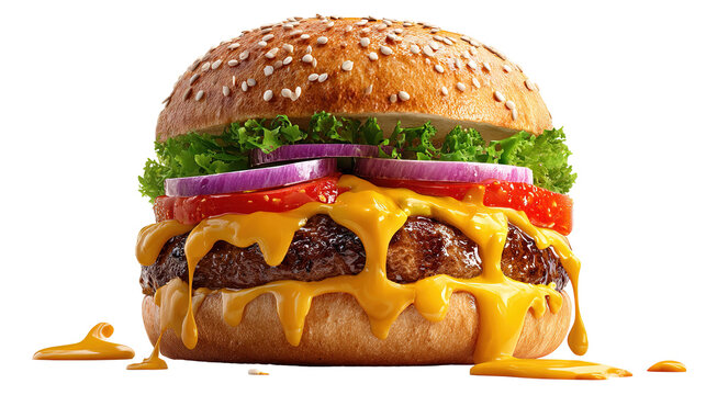 fresh tasty burger isolated on transparent background