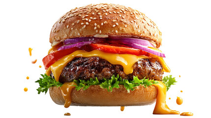 fresh tasty burger isolated on transparent background