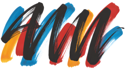 Vibrant abstract brush strokes on black background dynamic movement