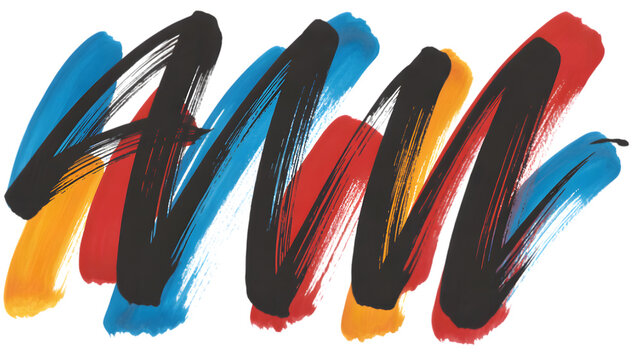 Vibrant abstract brush strokes on black background dynamic movement