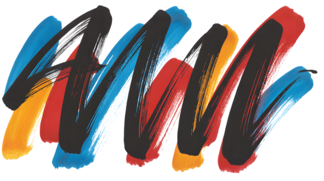 Vibrant abstract brush strokes on black background dynamic movement