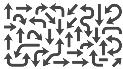 Collection of diverse directional arrows on a dark background