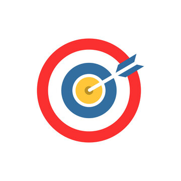 Target Goal Icon with Arrow Hitting Bullseye