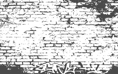 Fototapeta premium Rough textured monochrome brick wall surface with visible mortar lines and imperfections vector.Textured white painted brick wall with dark mortar lines vector